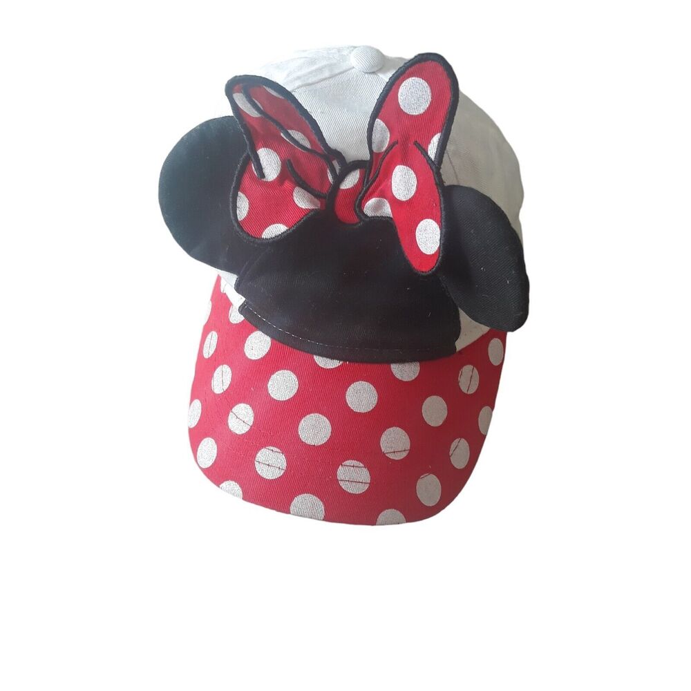 Disney Minnie Mouse Ball Cap Hat Childrens  White Red Black Bow Ears Adjustable